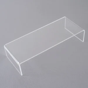 Escadinha P acrílica transparente pequena - expositor escalonado compacto para displays e organização de produtos